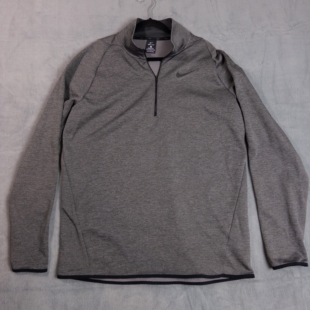 Nike Pullover Men XL Tall Gray Excellent Dri-FIT Quarter Zip Heathered Mock Neck